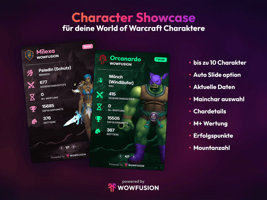 Die „Character Display“ Twitch-Erweiterung von Wowfusion ist da!